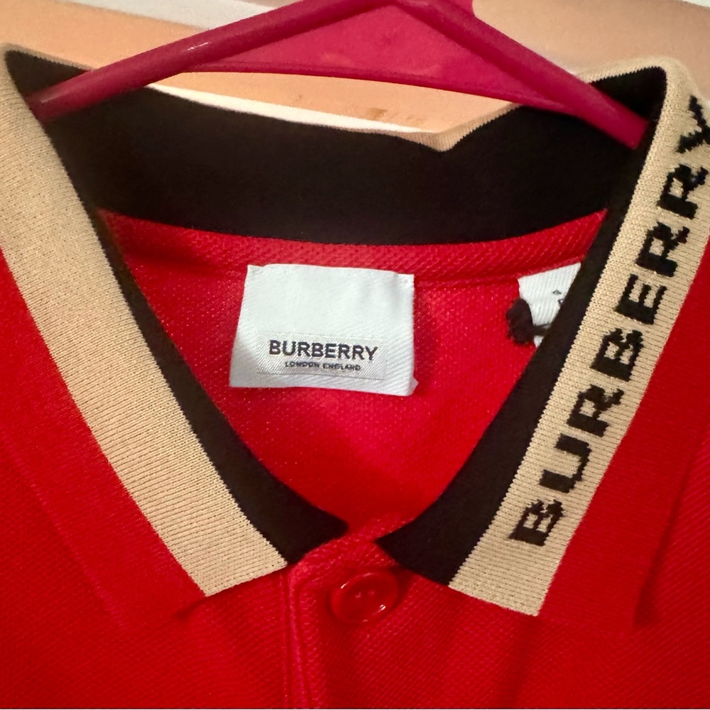 Burberry Red Polo Shirt with Black and Cream Accents